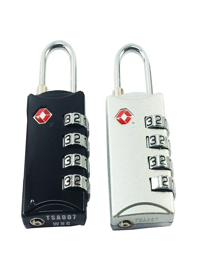 KANABEE كانابي - مجموعة من قطعتين - 309 - قفل معدني معتمد من إدارة أمن النقل الأمريكية (TSA) مكون من 4 أرقام لأقفال السفر برقم سري لحقائب الأمتعة ((عبوة من قطعتين) 1 أسود، 1 فضي) - Image 5